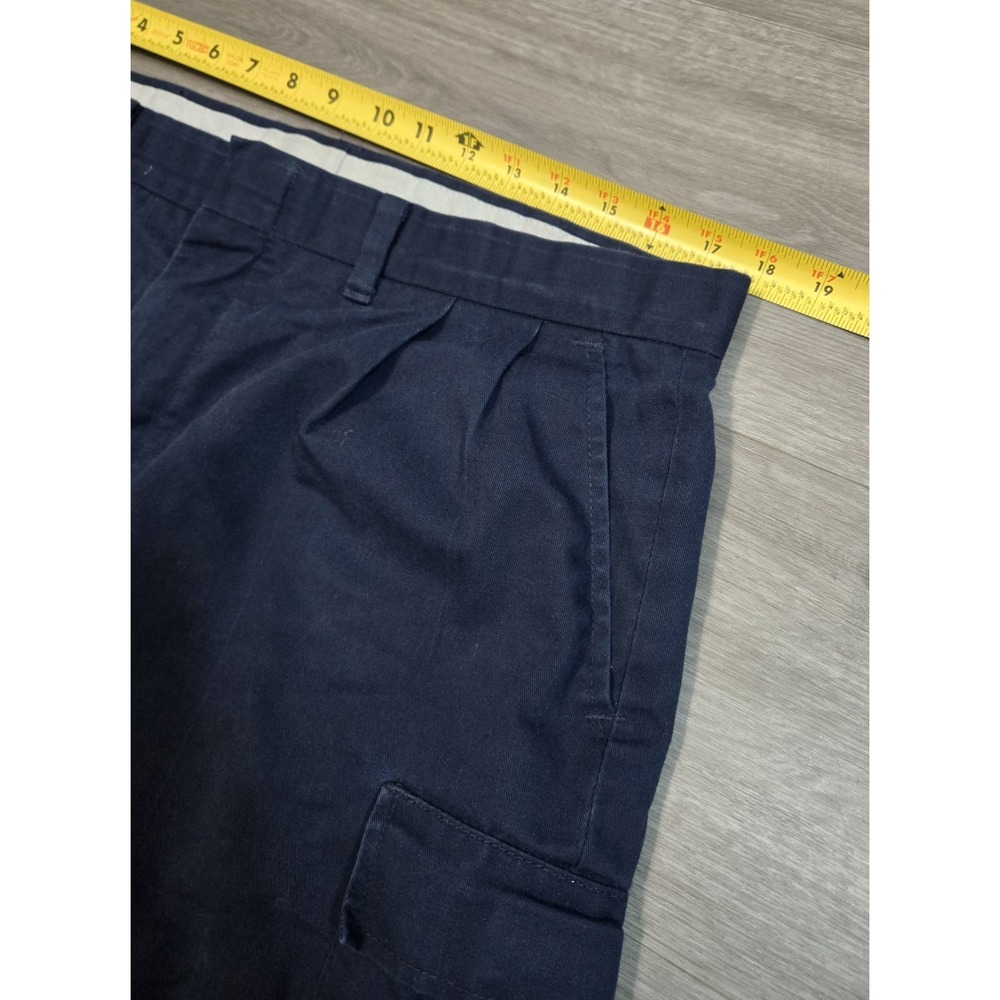 Riverside Budweiser Navy Solid Cargo Shorts Embroidered Pleated Pockets Size 36 - Picture 8 of 12